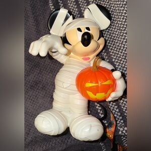 Halloween Mummy Mouse Figurine with Pumpkin